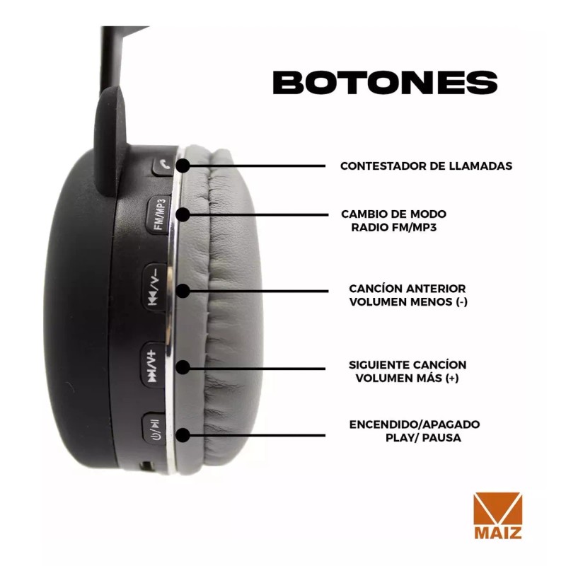 Maíz 4x3 Audifonos Bluetooth Inalambrico Kawaii Diadema Stereo