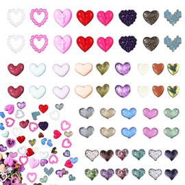 100Pcs 3D Heart Nail Charms Mix Color Variety Assorted Heart Nail Art Charms Cute Heart Nail Charms for Manicure DIY Crafts Accessories Jewelry