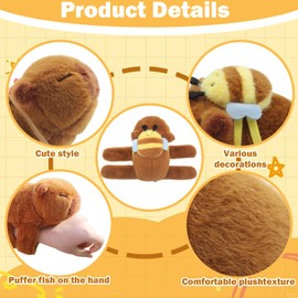 Timisea Animal Slap Bracelets,2 Pcs Capybara Slap Bracelet,Stuffed Animal Capybara Huggers Slap Bracelets,Stuffed Band for Birthday Party