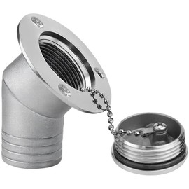 LCJAOF 1.5" Boat Gas Deck Fill with Keyless Cap - 316 Stainless Steel Marine Fuel Filler, Angled Neck Design for Yachts/RVs, Corrosion Resistant, Fits 38mm Fuel Hose (Includes Screws)