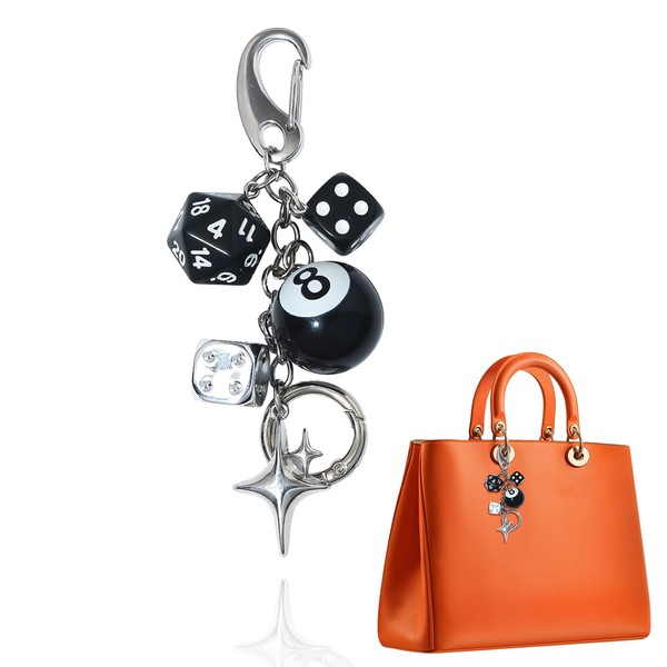 8 Ball Keyring, 8 Ball Dice Charm Keychain, Cute Keyrings,