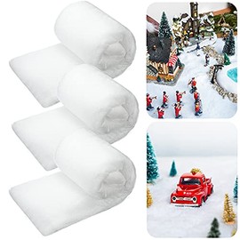 BBTO Christmas Snow Blanket Set Artificial Snow Blankets for Christmas Village Backdrop Decorations (3 Pieces,15.7 Inch x 4.9 Feet)