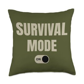 Doomsday Prepper Survivalist Merch Doomsday Prepper Homesteader Survival Mode Activated Throw Pillow, 18x18, Multicolor