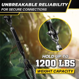 [Premium] 2 Pack 3/8”x11.4” Ultra Durable Jaw and Jaw Turnbuckle, 1200 lbs Working Load Limit, Weather Resistant, Durable Black Turnbuckle for Wire Rope Tension, Shade Sail Hardware, Sun Shade Tent