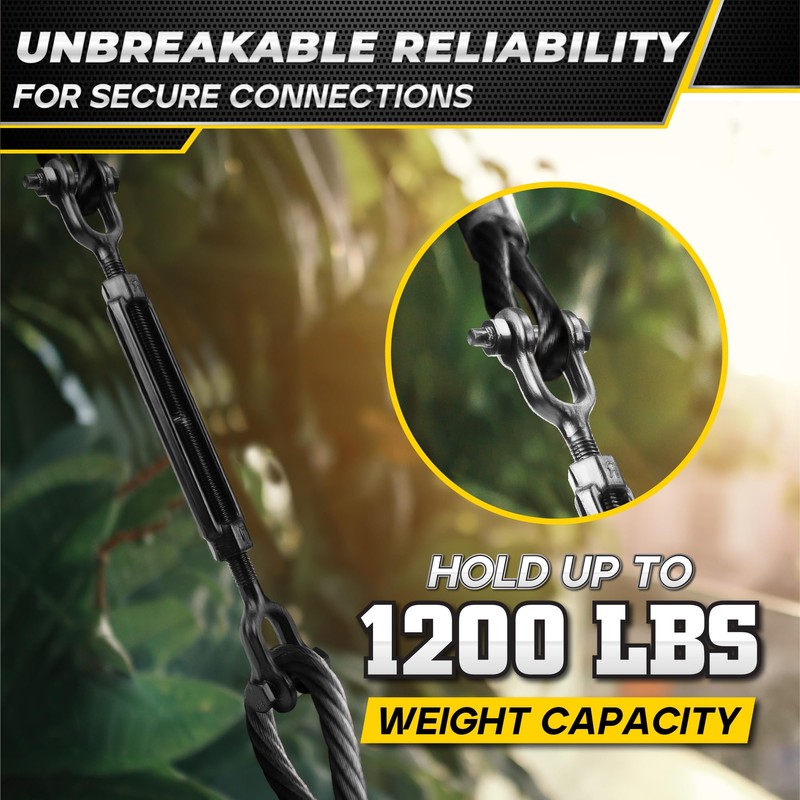 [Premium] 2 Pack 3/8”x11.4” Ultra Durable Jaw and Jaw Turnbuckle,