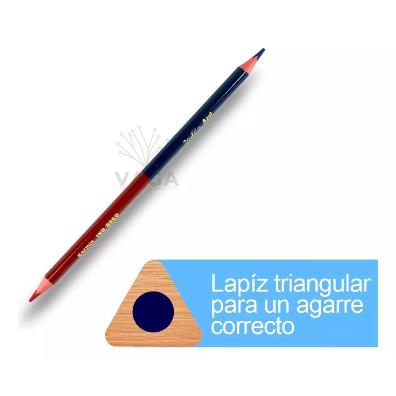 Vaga Lápiz Bicolor Triangular Caja Con 10 Pzs Indra Azul
