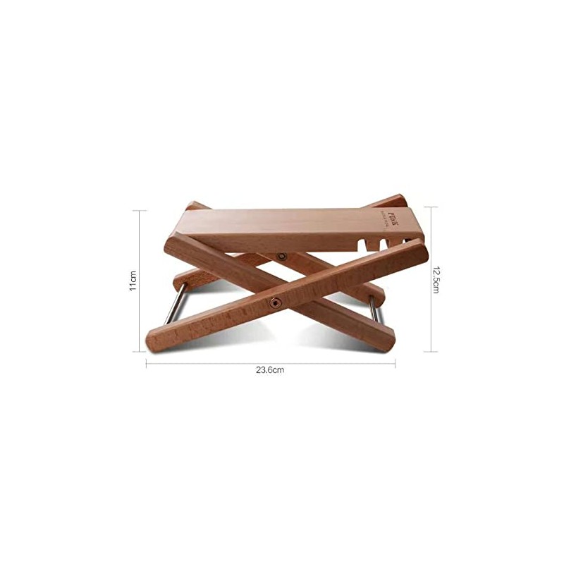 NUZAMAS Adjustable Solid Wood Guitar Footstool, Foldable, Height and Angle