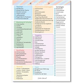 Packing list pad in DIN A5 format with 50 sheets – travel checklist for practical travel preparation for ticking off – from Sophies Kartenwelt