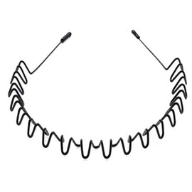 Headband - Hair Bands for Men Non-Slip Durable Wavy Metal Hair Hoop Multi-Style Black Spring Headbands, Unisex Outdoor Sports Hair Band Accessories for Women Men (1 pack)