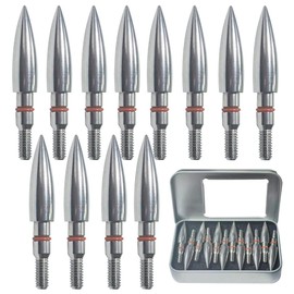 Puntos de flecha de campo de 125 granos, punta de campo de tiro con arco, tornillo de acero inoxidable de 9/32 pulgadas en puntas de campo de tiro con arco y cabezas anchas (1 docena de 12 piezas), 1.1 x 0.9 x 0.6 pulgadas
