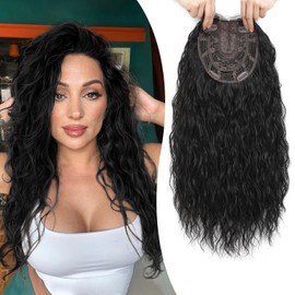 Curly Hair Topper 20inch Natural Curly Hair Toppers for Women with Thinning Hair Lightweight & Breathable Wiglets for Thinning Hair Full Coverage Hair Topper Perfect for Daily Use, Styling, Cosplay