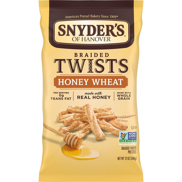 Snyder's of Hanover Pretzels Braided Twists, Honey Wheat, 12 Ounce (Pack of 12)