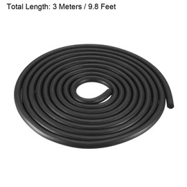 sourcing map Foam Rubber Seal Weather Strip 8mm Diameter 3 Meters Long Black