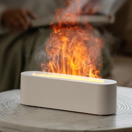 YALEDI Essential Oil Diffuser, Fireplace Fire Flame Aromatherapy Diffuser, 150ml Ultrasonic Cool Mist Humidifier, Scent Aroma Diffuser with 7 Colors Light, Timer & Auto-Off for Home, Room (White)