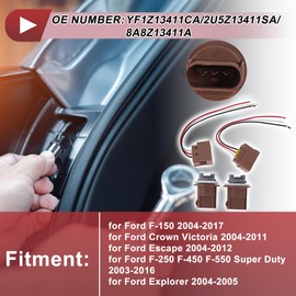 Partuto 2 Set Turn Signal Light Socket Wiring for Ford F-150 2004-2017 No.YF1Z13411CA Parking Lamp Bulb Pigtail Connector Harness with Wire-to-Plug