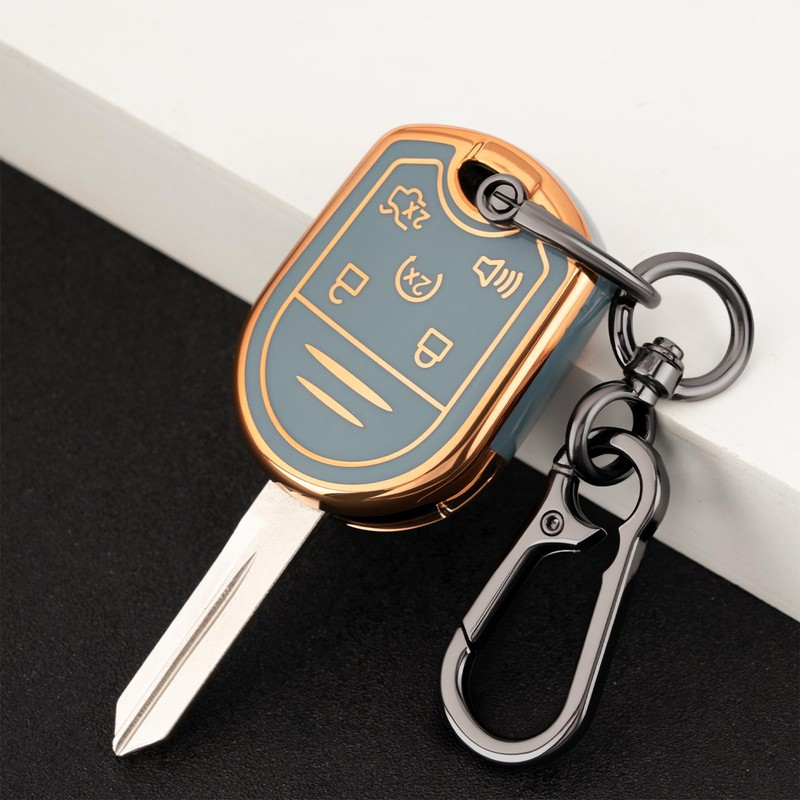 CHATYYD Key Fob Cover for Ford with Keychain,Soft TPU Car