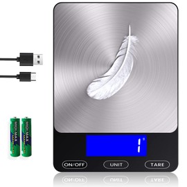 Food Scale -33lb Digital Kitchen Scale for Food Ounces Grams Rechargeable 304 Stainless Steel,Batteries and Type-C Charging | Perfect for Meal Prep, C