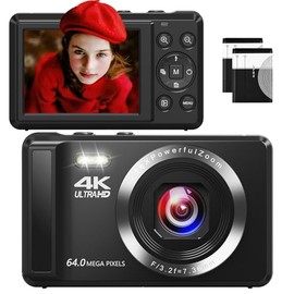 4K Digitalkamera 16X Autofokus Digitalzoom Kamera, LCD-Bildschirm HD Kompakte Vlog Kamera 32GB Karte, Geeignet für Anfänger, Kinder