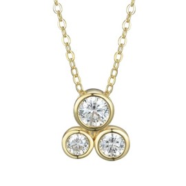 Ladies 18 Carat Gold Vermeil and Sterling 925 Solid Silver White Sapphire Bubbles Pendant & 18 Inch Chain