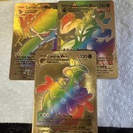 Pokémon 3 V Vmax Gx Gold Foil Rainbow Fan Artset NM