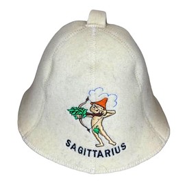 Sauna hat zodiac sign Sagittarius made of 100% wool felt, embroidered, to protect the head from heat