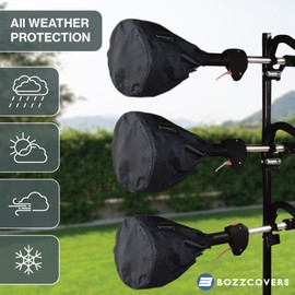 Trimmer Engine Cover Waterproof ( 3 Pack ) - Heavy Duty 600D Weatherproof Cover, Weed eater, Pole Saw, String trimmer, Brush Cutter, Edger, Equipment Cover (Size: 12D x 16H) - Black