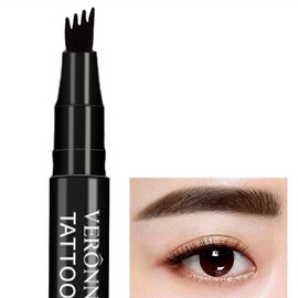 New Sensation Natural Eyebrow 4 Prong Eyebrow Pen Fine Point Smooth Brush Head Never Fade Clear Vibrant Fork-Type Brush Liquid Brow Easy to Carry and Wipe Off, 4 Heads 4 Tips Precision Eyebrow Pencil