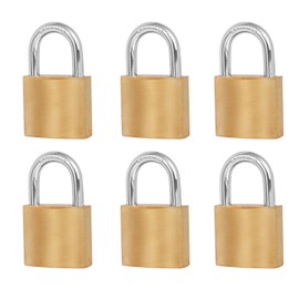 PMIIO 6 Pack Solid Brass Keyed Padlock with Keys - 1-1/4” (30mm) Wide Lock Body 1/5” Shackle Diameter, for Sheds, Storage Unit School Gym Locker, Fence, Toolbox, Hasp Storage