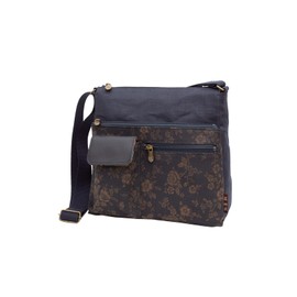 Creare Kiki Women's Shoulder Bag, Cross-body Design, Lightweight, Made in Japan, Persimmon Dyed, Kimono, Multi-functional Pockets, Shoulder Bag, Many Pockets, Mom, Birthday, Gift, Indigo/Persimmon