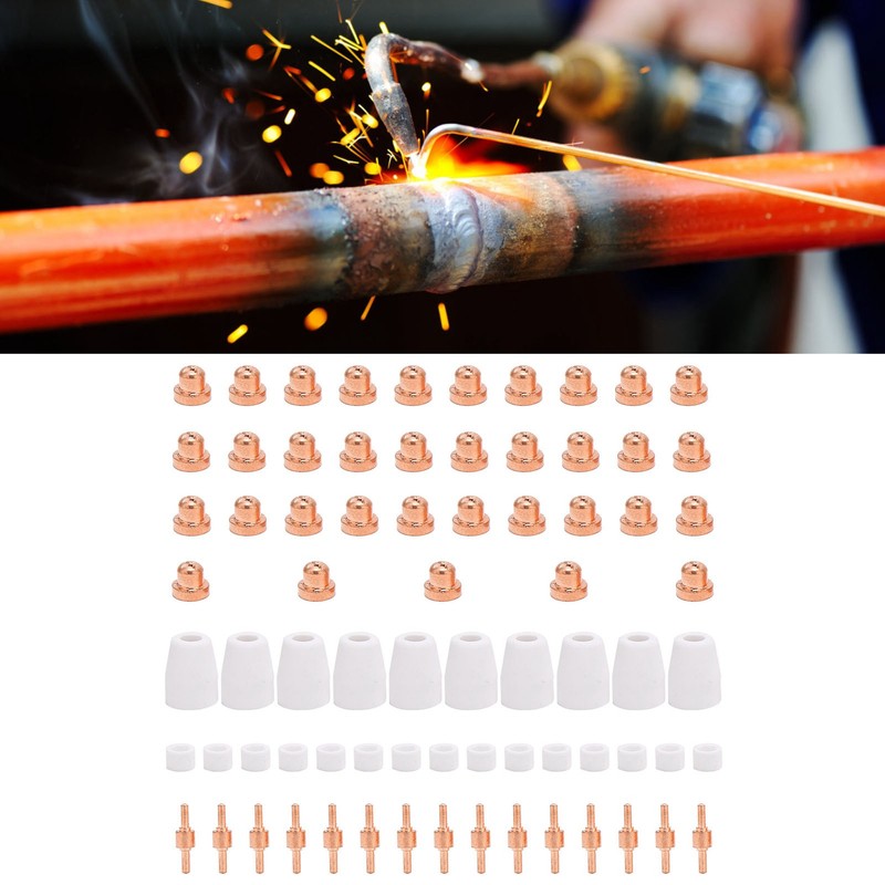 Electrode Nozzles Cups Kit Short PT‑31 Copper Consumables Welding Machine