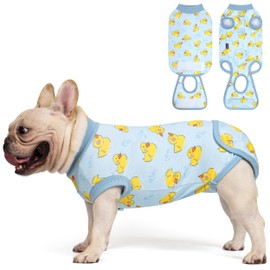 cyeollo Recovery Suit for Dogs Surgery Suit Female Spay Soft Pet Onesie Bodysuit Male Dog Neuter, Small Dogs Surgical Recovery Shirt, Yellow Duck, S