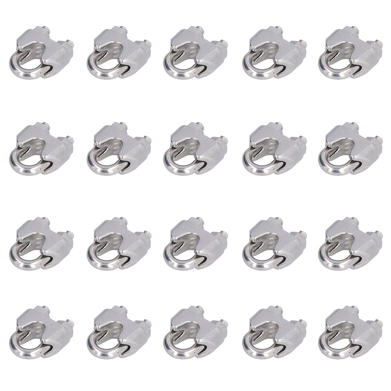 20Pcs Stainless Steel Wire Rope Clamp Hardware Rigging Cable Clip