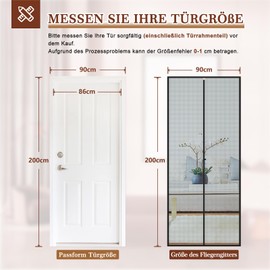 Yotache Fly Curtain Balcony Door 90 x 205 cm Mosquito Net Door with Magnet for Kitchen Door Magnetic Curtain Black