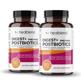 Digest + Postbiotics Supplement for Women and Men, Multi Enzymes, Organic Prebiotic & Probiotic for Digestive Health with Bromeline, Papin and Lipase, Non-GMO, Gluten-Free, 60 Vegetarian Caps (2)