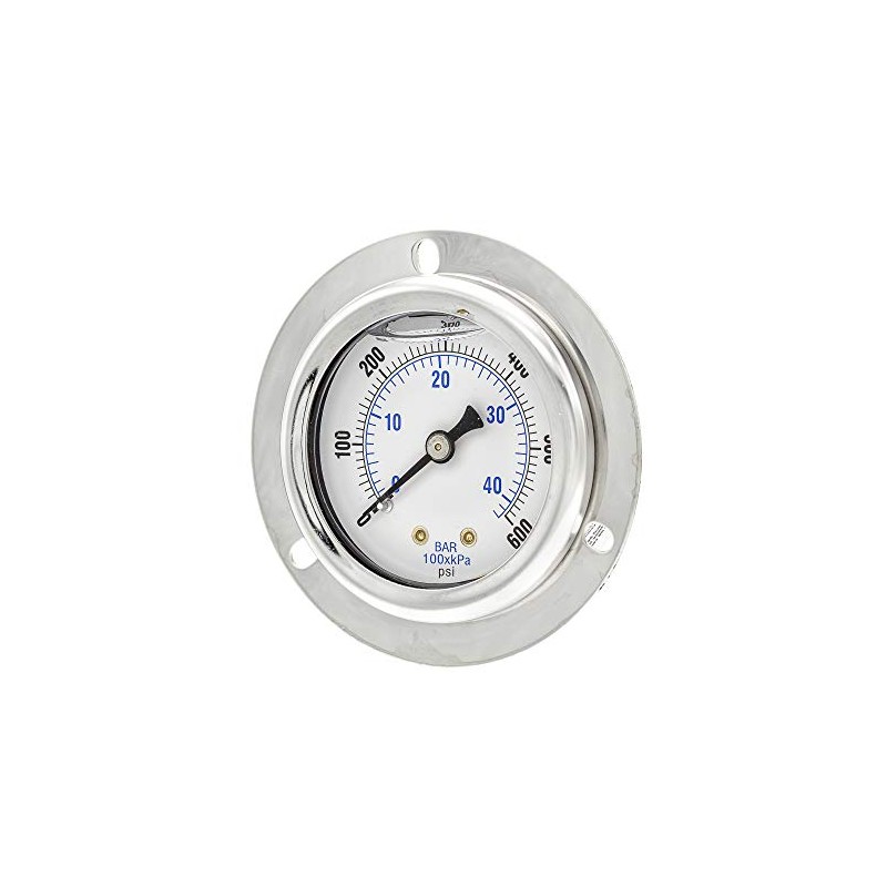 PIC Gauges 204L-404K Front Flanged Panel Mount Glycerine Filled Pressure