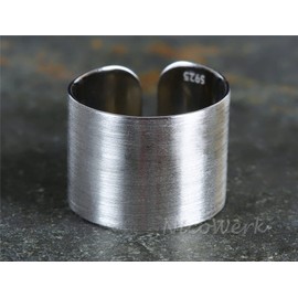 NicoWerk SRI743 Women's Silver Ring Wide 925 Sterling Silver Band Ring Plain Brushed Glaring Matte Adjustable Open, Sterling Silver