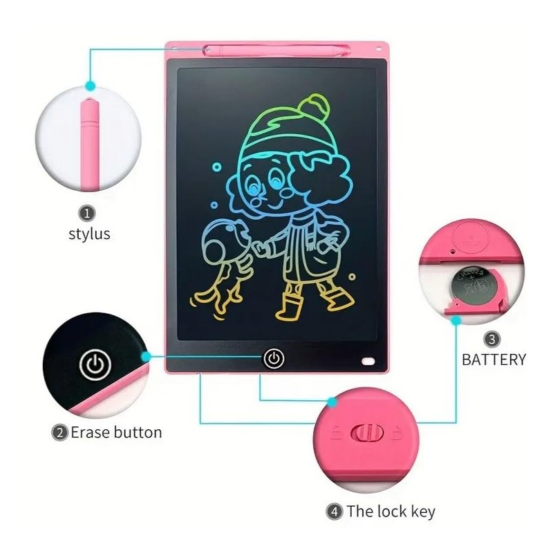 Kids' 21.59cm LCD Doodle Board with Stylus (Pink)