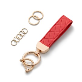 AOKSUNOVA Women's Leather Car Key Fob, Red-01, Unit size