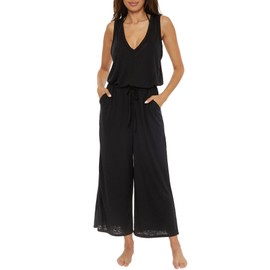 Becca by Rebecca Virtue Women's Standard Date Jumpsuit, Casual, Sleeveless with Pockets, Beach Cover Ups, Black