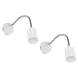 ledscom.de Waika Reading Lamp with Gooseneck and Switch Matte White with GU10 LED Lamp 5.3 W 504 lm 50 ° Pack of 2