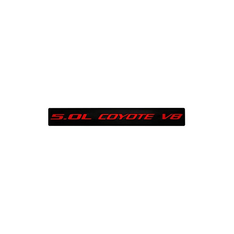 5.0L Coyote V8 RED on Black Highly Polished Real Aluminum