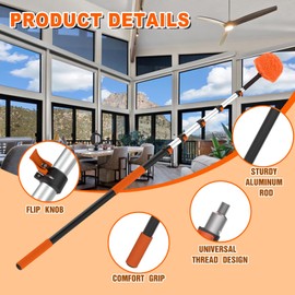 SISUPASSIE 30FT Reach Cobweb Duster with Extension Pole, High Ceiling Long Duster with 5-24FT Telescoping Pole, Spider Web Brush for Indoor Outdoor Use