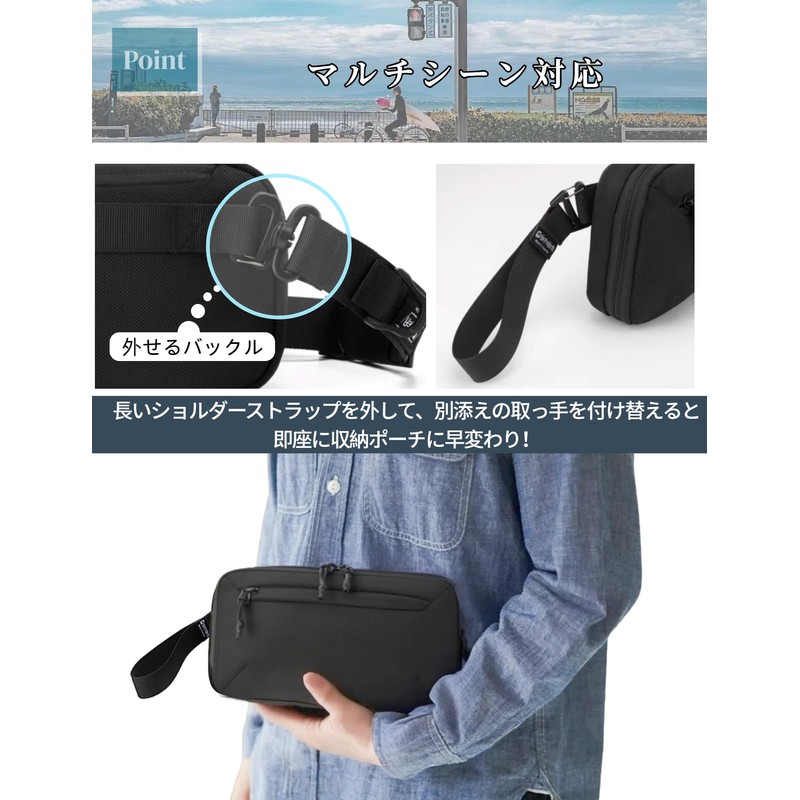SCHKLEIER ショルダーバッグ ウエストバッグ ウエストポーチ メンズ: 腰ポーチ 軽量 斜めがけ ナイロン 人気