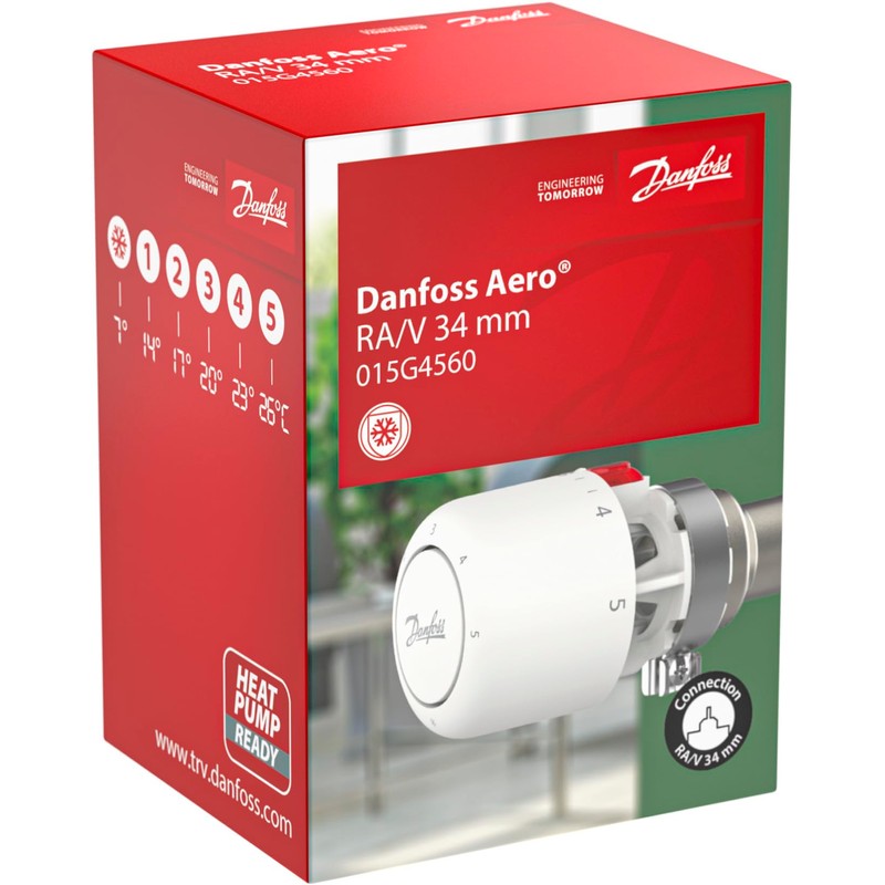 Danfoss Aero RAV Click Thermostatic Head with Built-in Sensor, 34