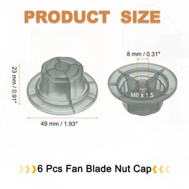 sourcing map Hole Fan Blade Nut Covers Universal Plastic M8x1.5 Gray, 6Pcs