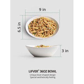 LIFVER 9" Serving Bowls for Thanksgiving, 36 OZ Porcelain Serving Dishes for Entertaining, Large Bowls Set for Soup Salad Side Dishes Pasta, Good Size for Christmas Dinner Party, Set of 4, White