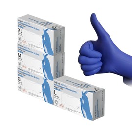 TRICARE MEDICAL Blue Nitrile Exam Gloves - 4.7 Mil, Low Derma, Non-Sterile, Powder Free, Latex Free (Large, 600, Count)