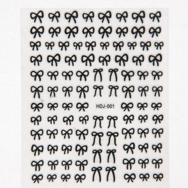 Stick-on Nail Stickers, Foot and Toenail Stickers, Ribbon, Black, 10 Sheets / 붙이는네일스티커 발 발톱 네일스티커 리본 블랙 10장