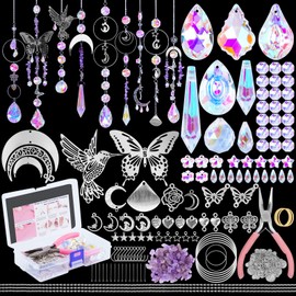 380 Pieces Sun Catcher Crystal Craft Set Adult Hummingbird DIY Window Wind Chime Craft Suncatcher Window Decoration Pendant Light Catcher Prism for Home Office Garden Christmas Day Wedding Decoration
