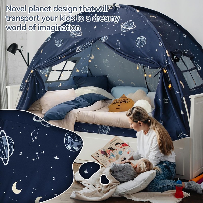 Toddler Bed Tent Full, Space Canopy Indoor for Kids Boys,